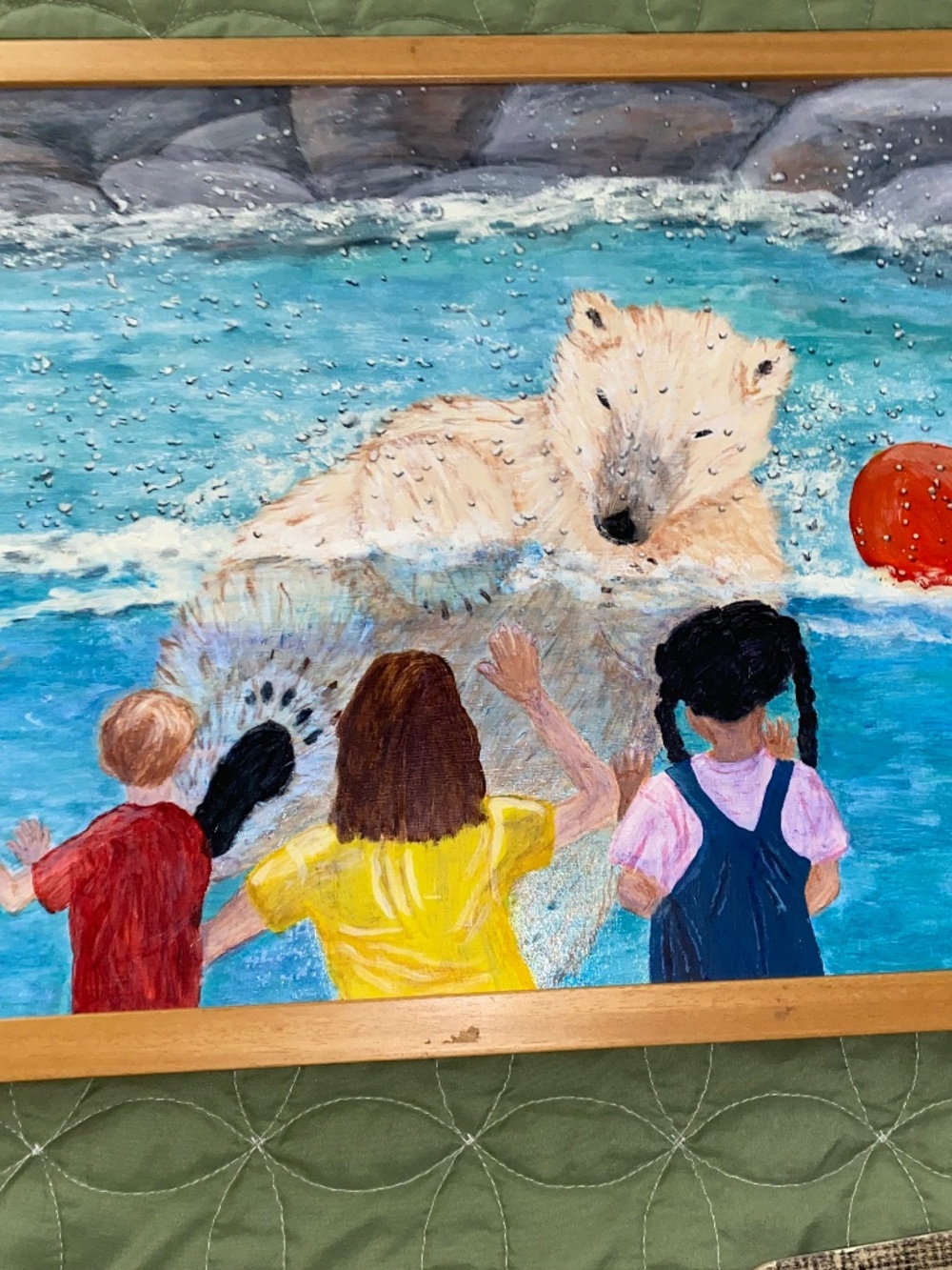 Playful Polar Bear Acrylic Painting 18x15”